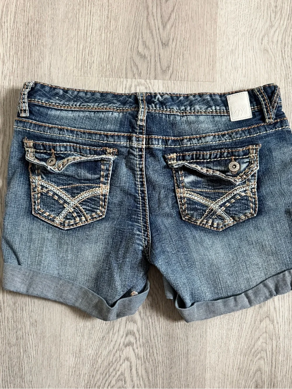 Maurices Blue Distressed Cuffed Denim Shorts